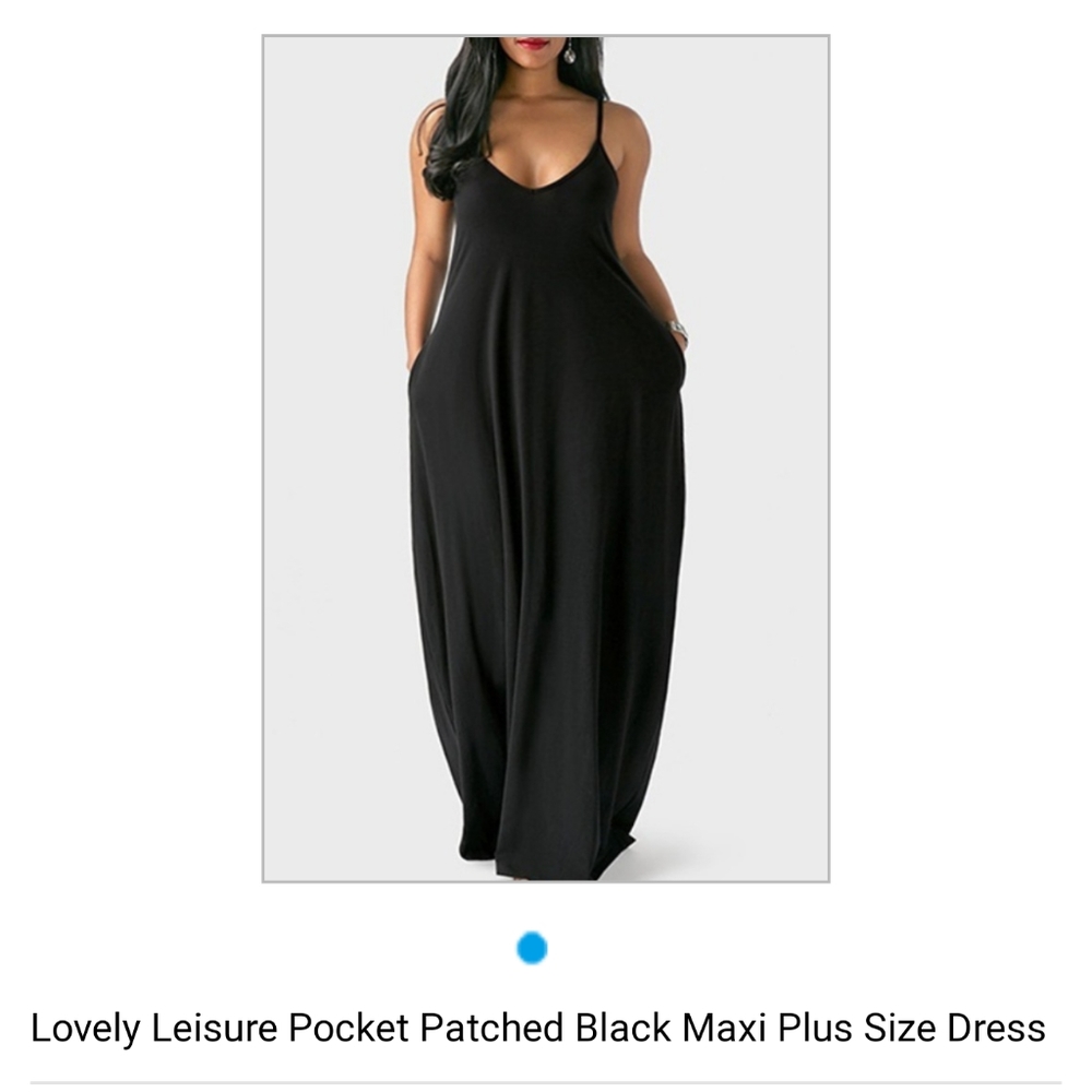 New plus size black maxi dress with pockets